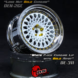 DS Racing (#DE-311) Drift Element Mesh Wheel Set - White/Chrome w/ Gold Rivets